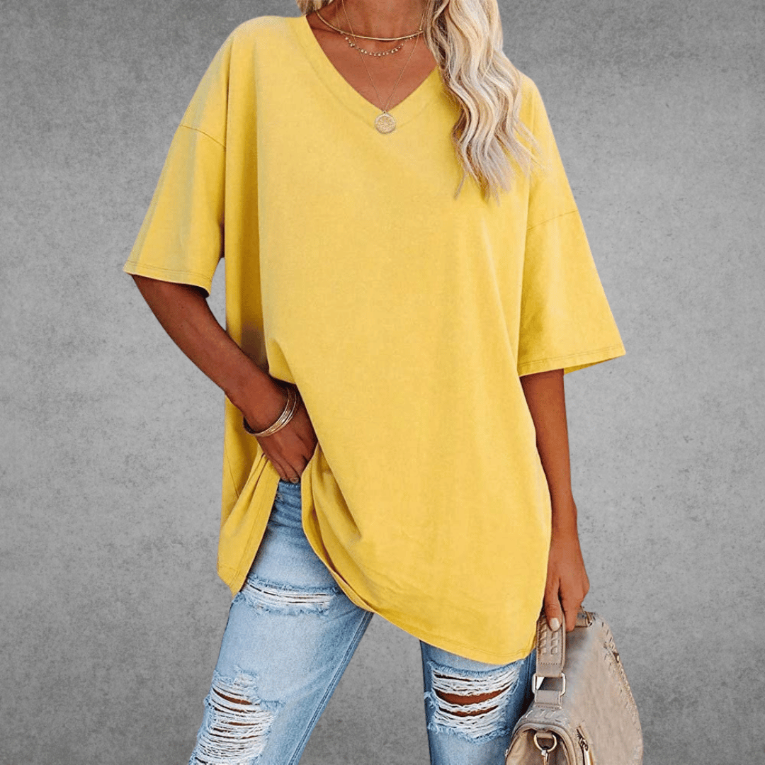 Ninon T-shirt Oversize Dames – Comfortabel ontwerp met V-hals & licht en ademend materiaal
