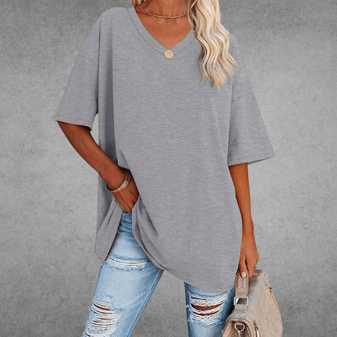 Ninon T-shirt Oversize Dames – Comfortabel ontwerp met V-hals & licht en ademend materiaal