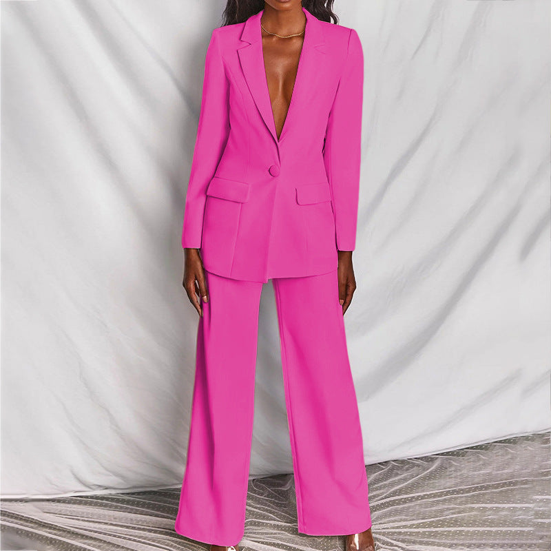 Aitana Ensemble Femme Sacou & Pantalon – Ținută Șic cu Pantaloni Largi pentru Birou & Evenimente