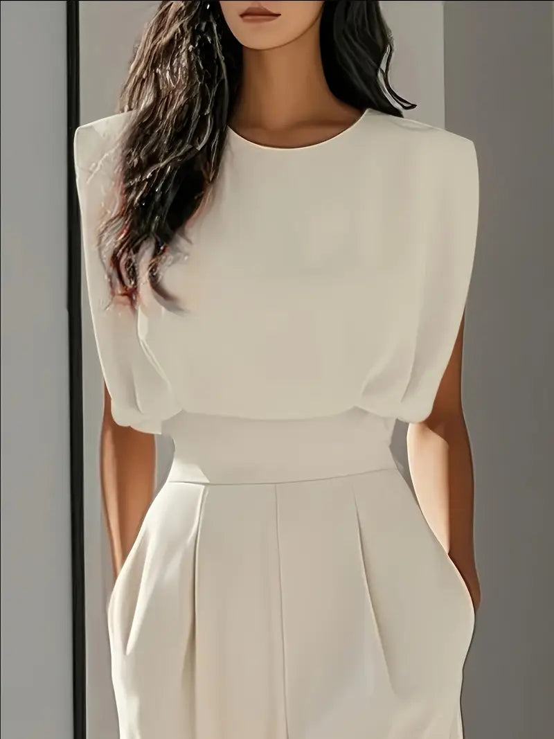 Mira Damespak – Elegante Jumpsuit met Hoge Taille, Rechte Broekspijpen & Lichtgewicht Stof