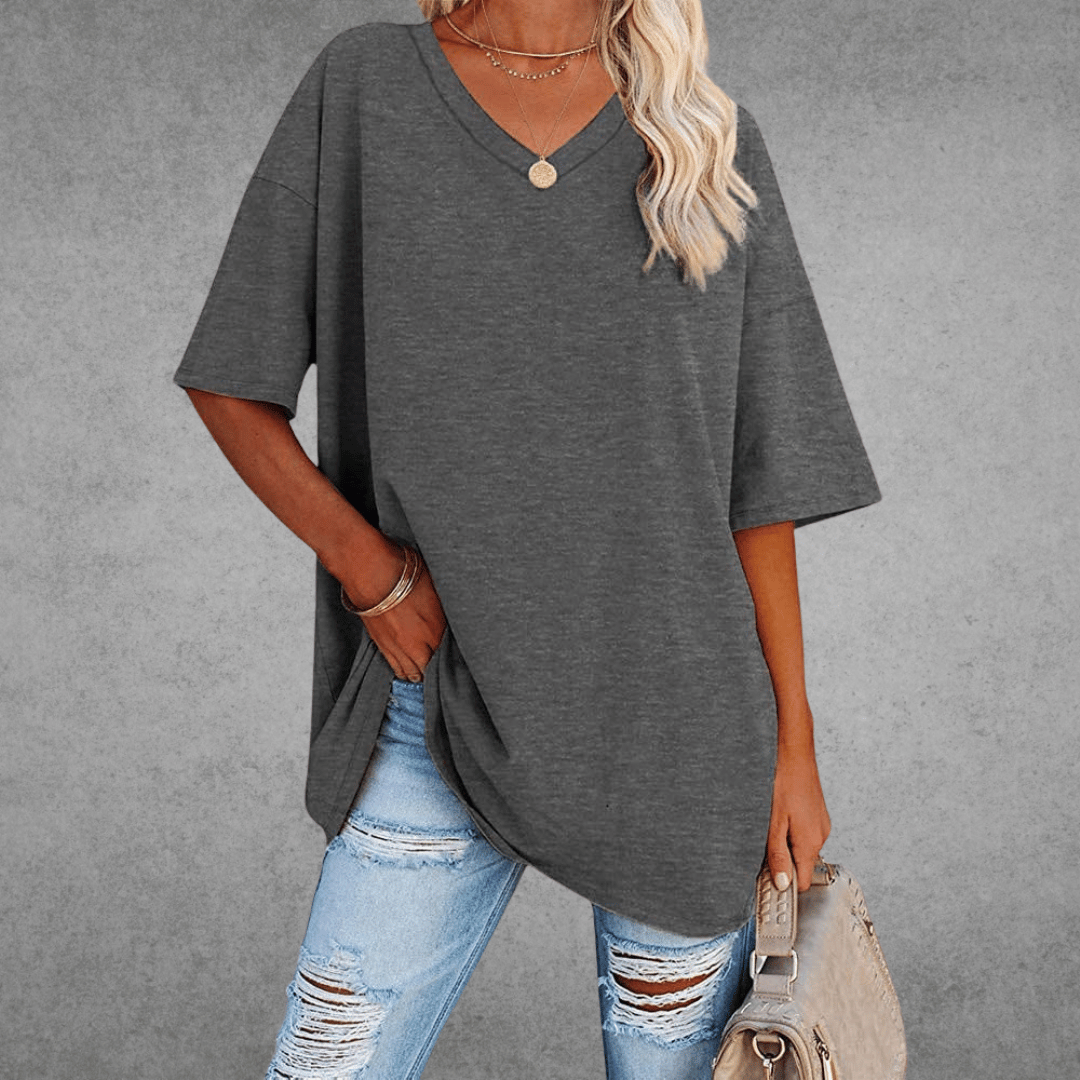 Ninon T-shirt Oversize Dames – Comfortabel ontwerp met V-hals & licht en ademend materiaal