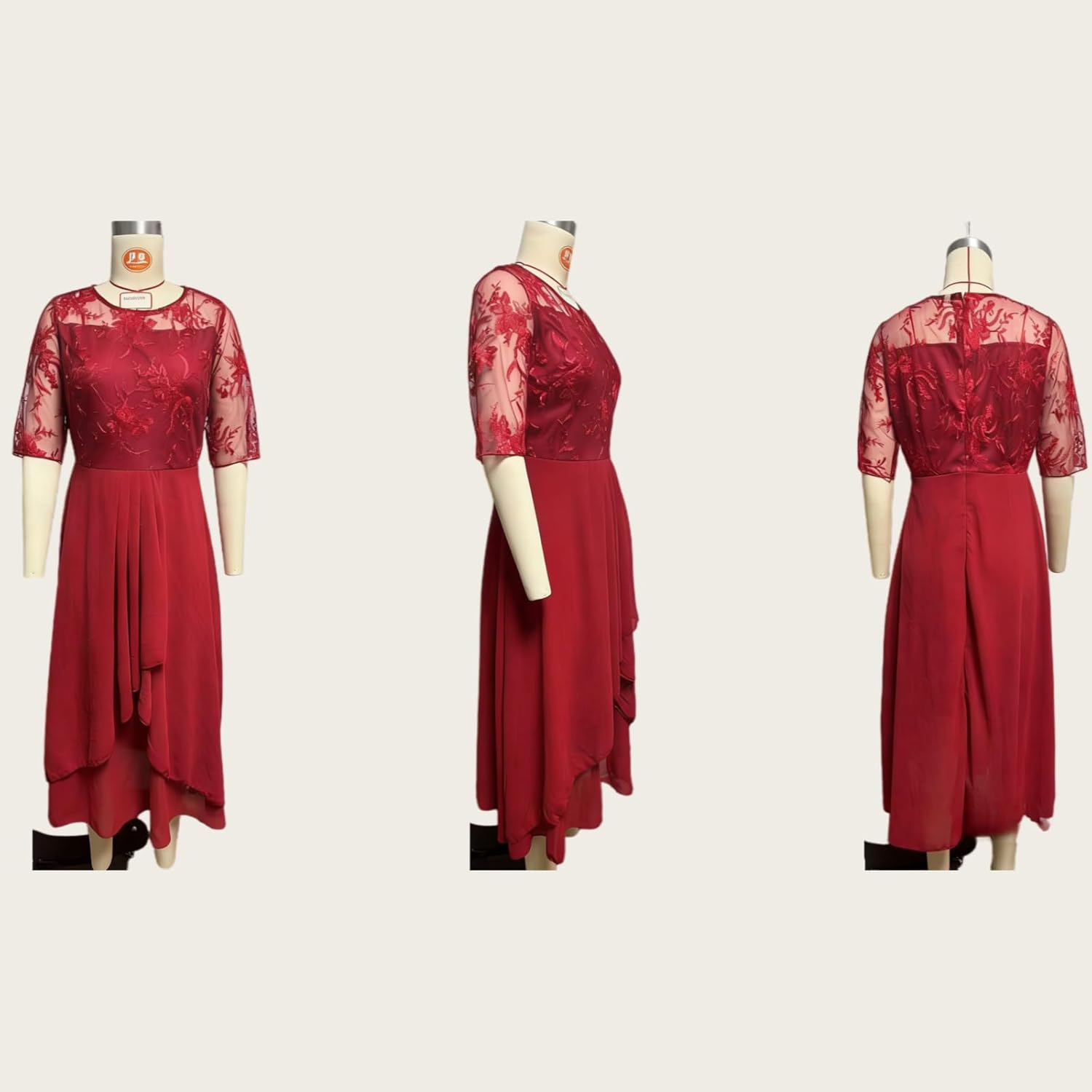 Isabelle Rochie Damă – Rochie Maxi Dantelă Decolteu în V Mâneci Trei Sferturi Elegantă Nuntă
