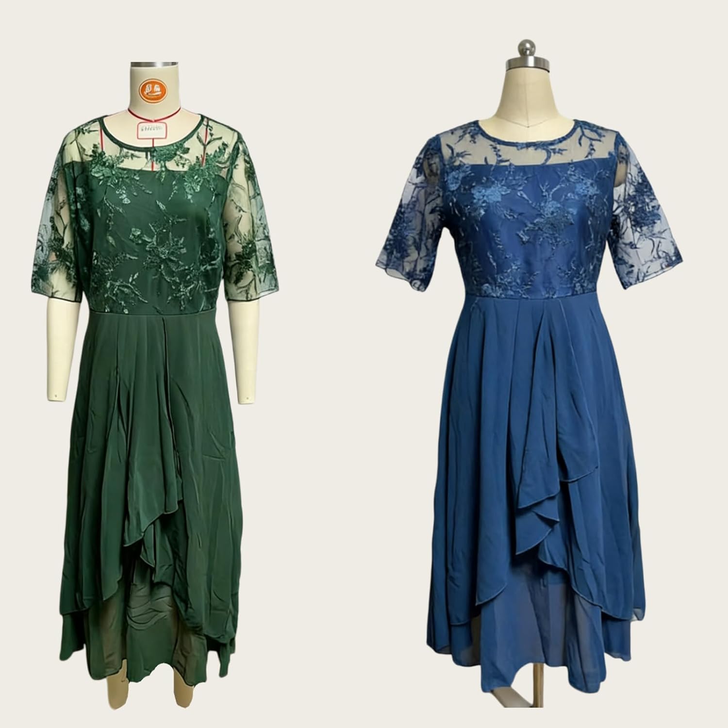Isabelle Rochie Damă – Rochie Maxi Dantelă Decolteu în V Mâneci Trei Sferturi Elegantă Nuntă