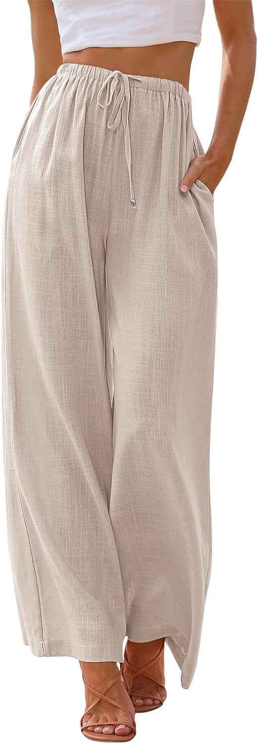 Jaime Pantaloni damă Palazzo din in – croială largă fluidă, talie elastică, vară chic