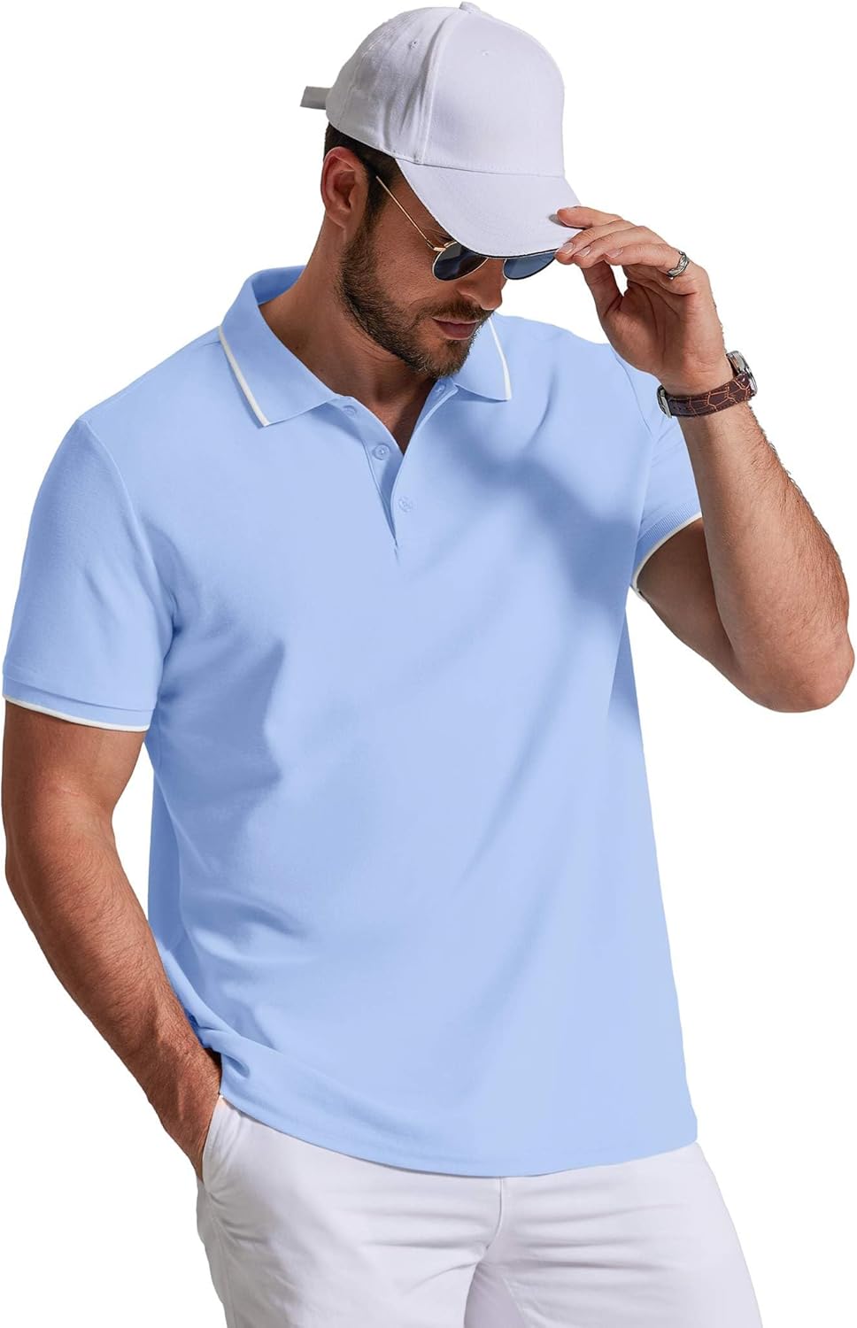 Robert Polo Bărbați – Polo din bumbac piqué, ușor și stil casual chic de vară