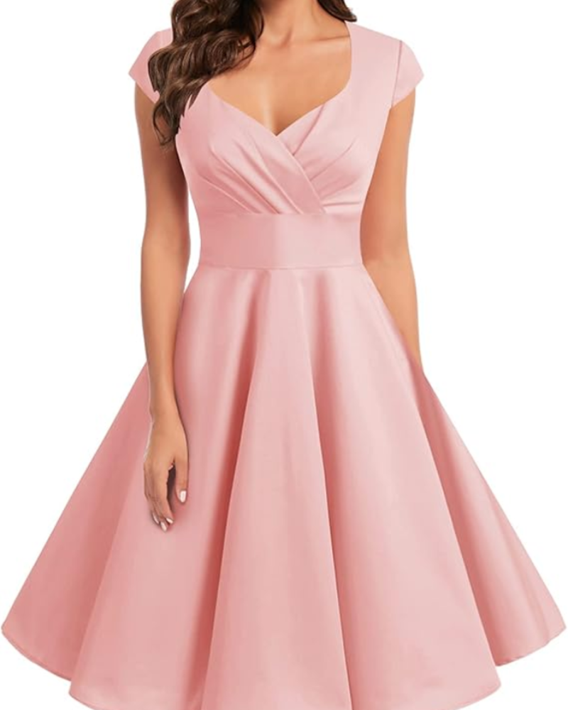 Gwen Vintage Damenkleid – 50er Jahre Stil, V-Ausschnitt & Elegante Knielänge