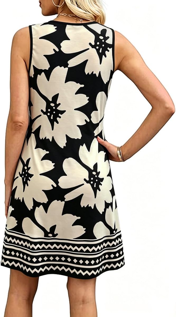 Rochie de vară pentru femei Chloé – Rochie scurtă cu flori, bretele, croială în A, pentru plajă