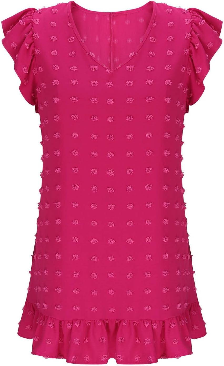 Chloé Damenkleid – Midikleid mit V-Ausschnitt, kurzen Ärmeln, Volants, A-Linien-Schnitt, Sommer
