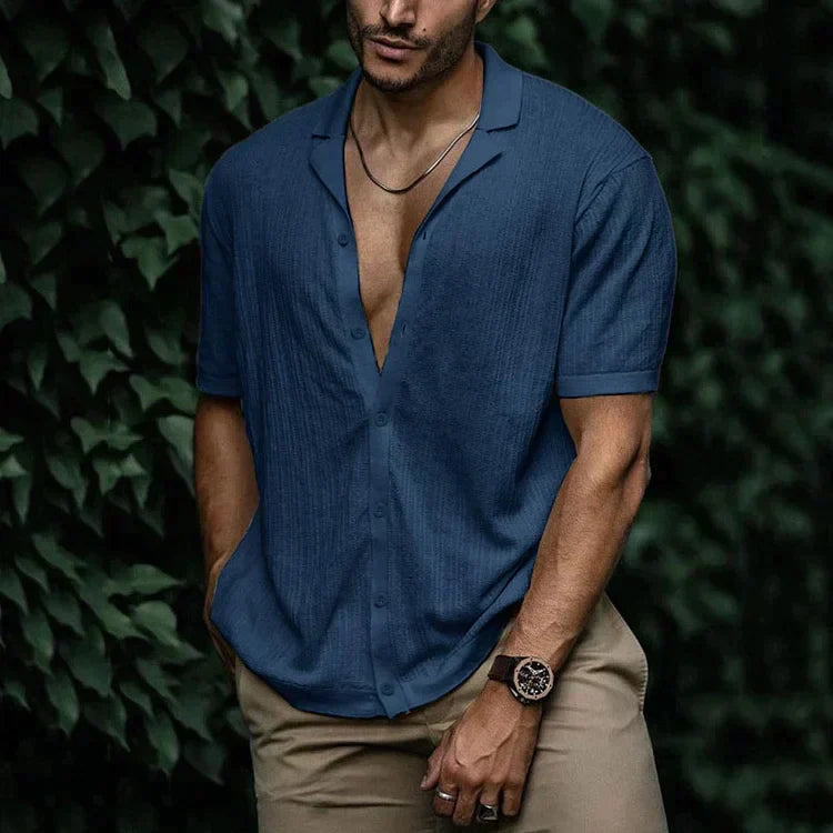 Leandro Chemise Homme Été – Chemise en Lin Respirante à Coupe Flatteuse pour Look Décontracté