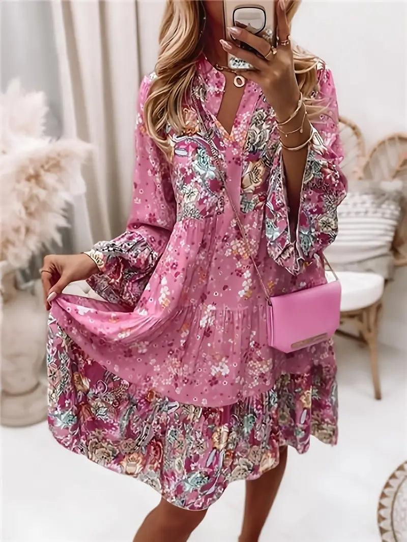 Vestido de Verão Íris para Mulher – Vestido Boémio com Estampa Floral, Folhos e Corte Arejado