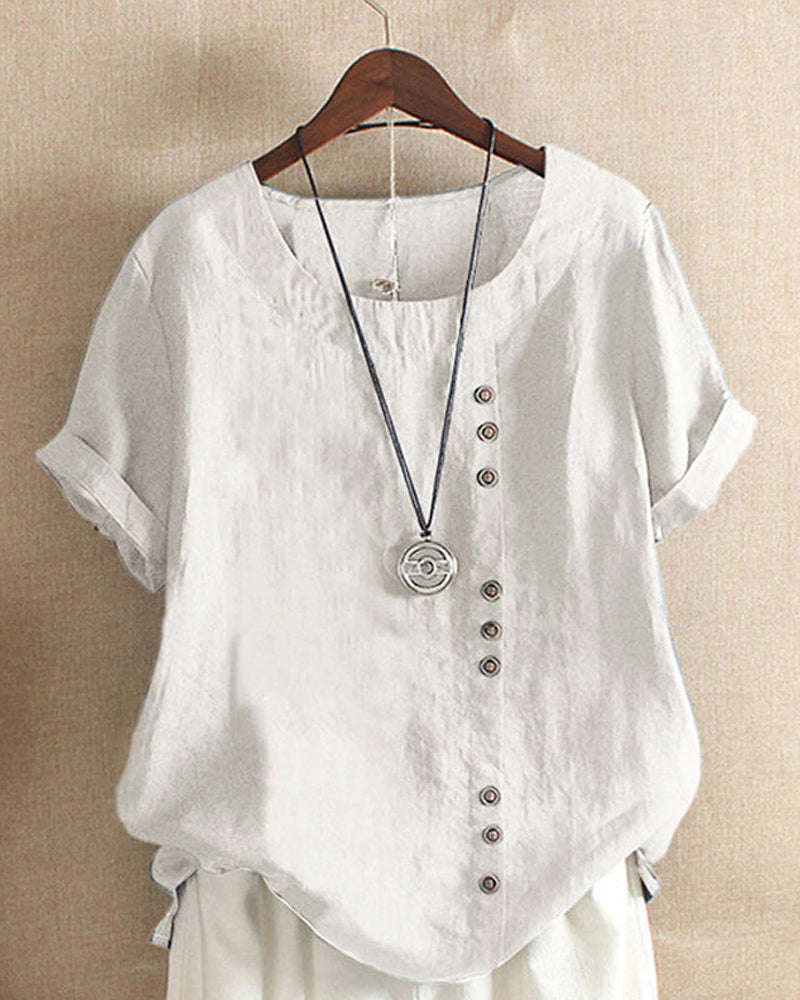 Bluza Lena Femme – Bluză ușoară din in cu nasturi și aspect natural