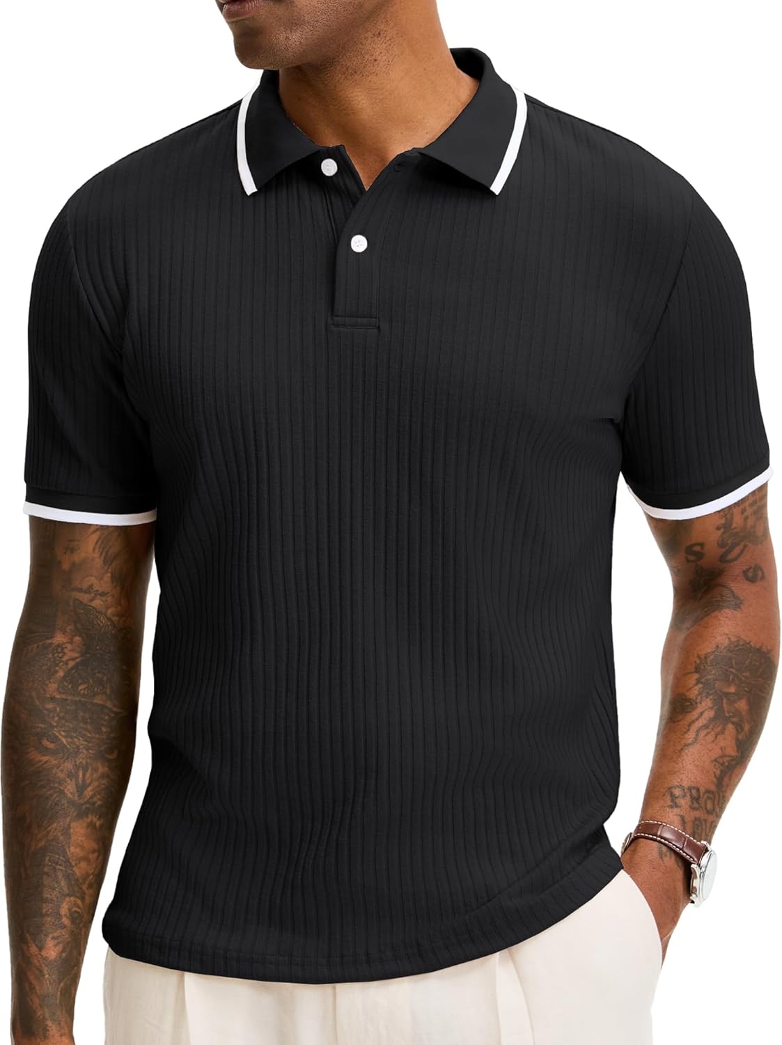 Adrien Polo Herre – Stretchstrikket Polo, Lett & Elegant Business Casual Stil