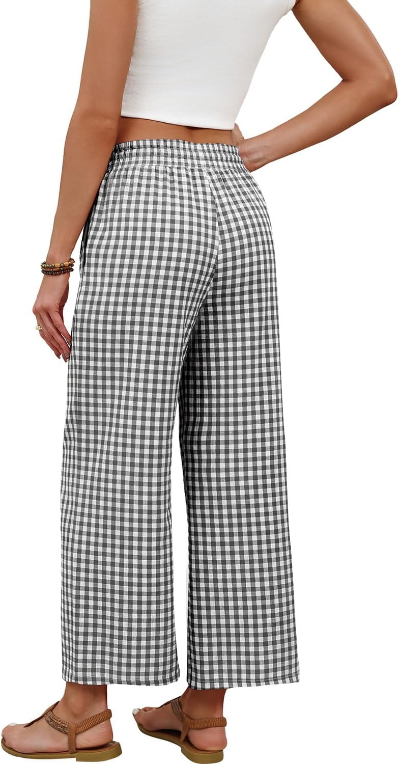 Mindi Pantalon damă Palazzo – croială largă fluidă, talie elastică cu șnur casual chic