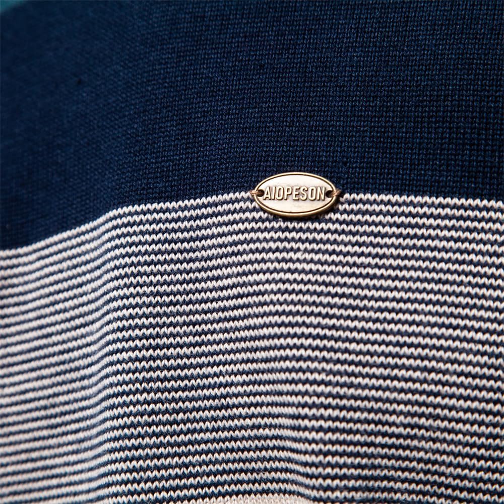 Liam Pull Homme à Rayures – Stehkragen mit Reißverschluss, warm & bequem aus Polyesterwolle