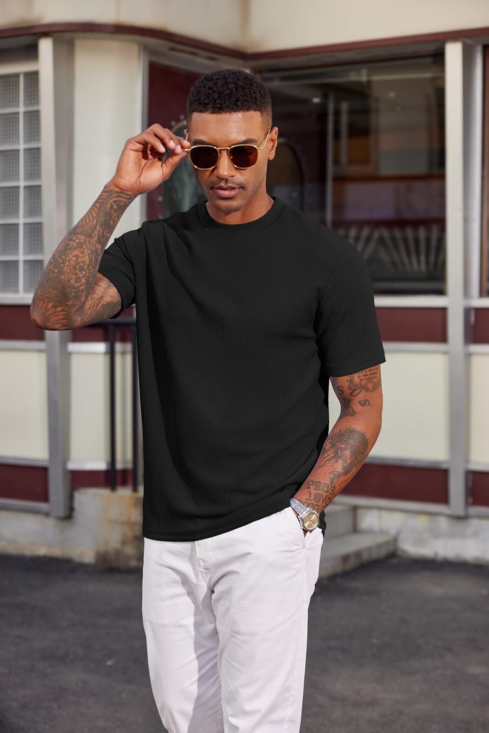 Tricou Wilbert pentru bărbați – Tricou din plasă texturată, ușor și cu stil casual chic