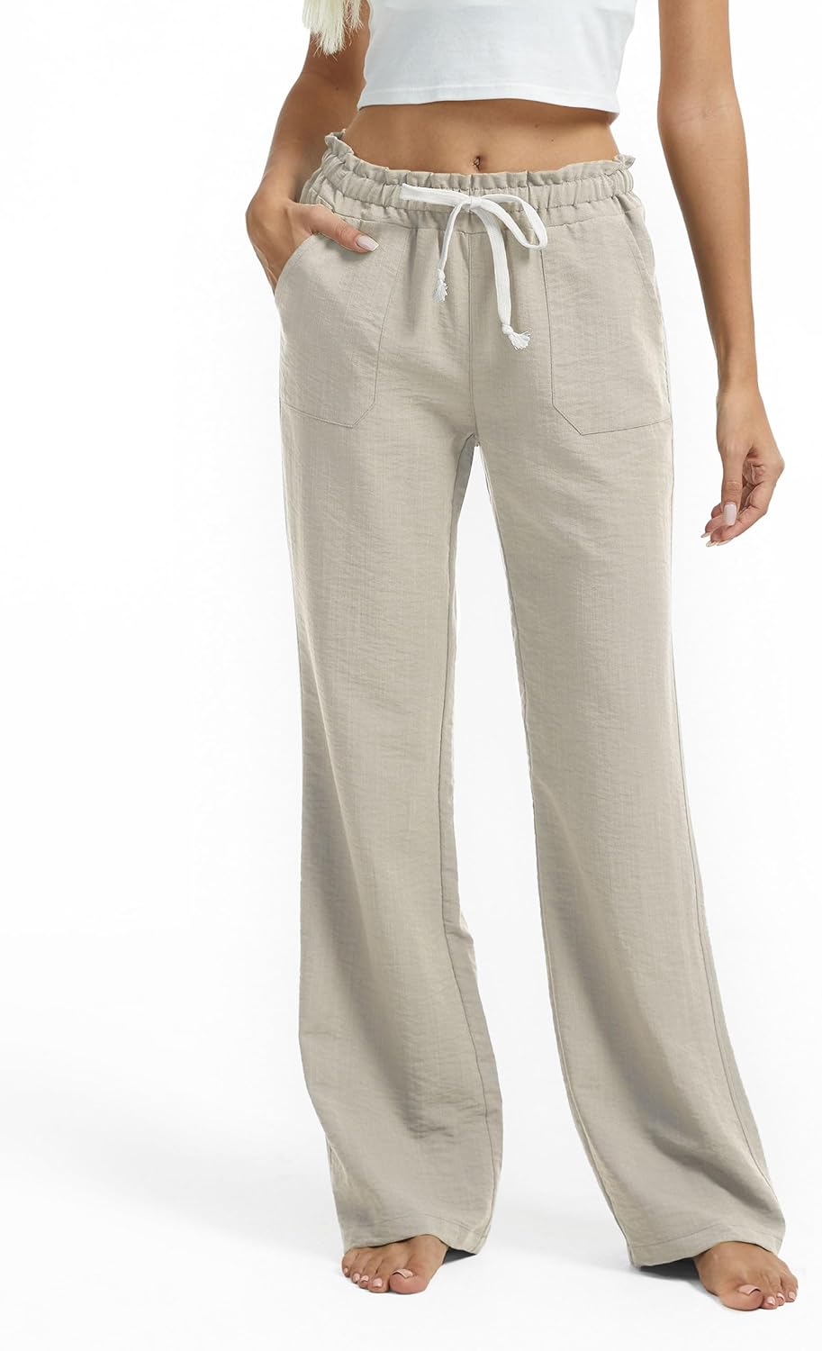 Sassy Damenhose Tall – Palazzo Leinen Lang, Größen 30-36 & Taschen