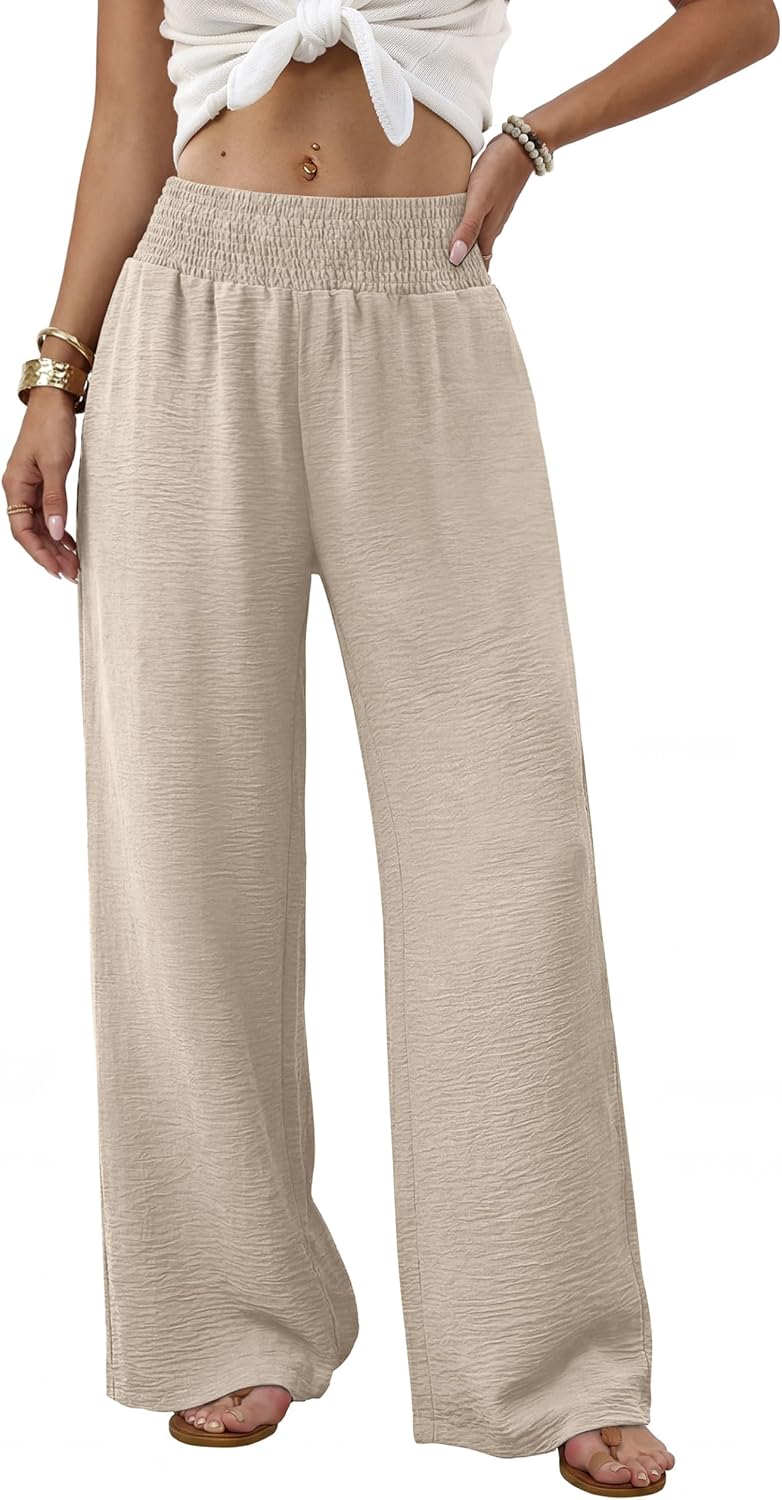 Berta Pantalon Damă – Pantalon Larg Talie Înaltă Fluid și Buzunare