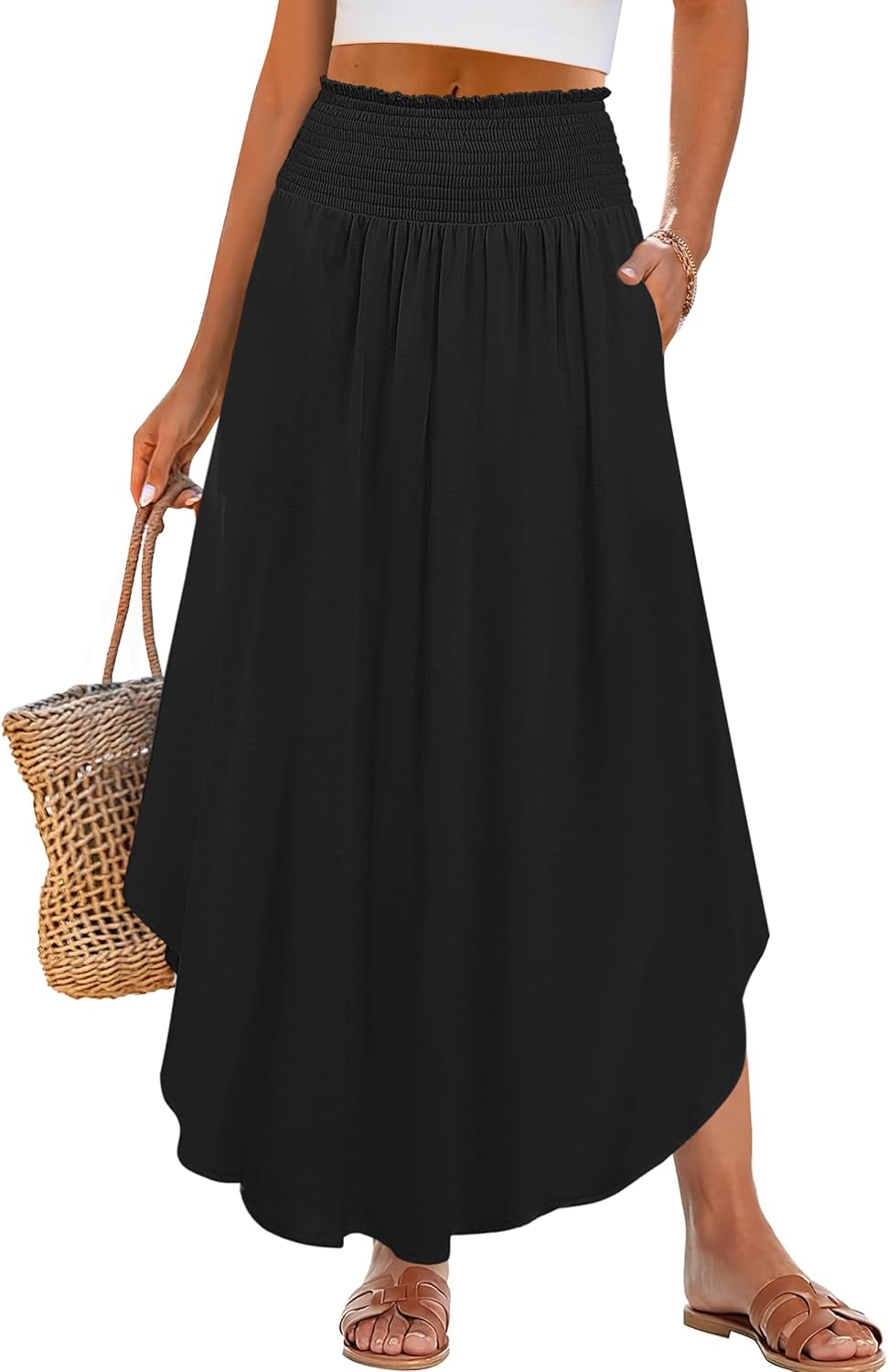 Lulu Gonna Lunga Donna – Gonna Maxi Bohemien Floreale, Vita Alta e Fluida