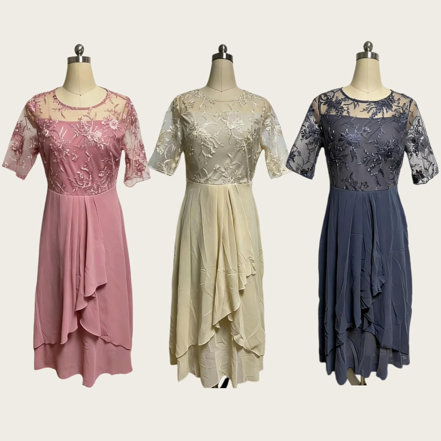 Isabelle Rochie Damă – Rochie Maxi Dantelă Decolteu în V Mâneci Trei Sferturi Elegantă Nuntă