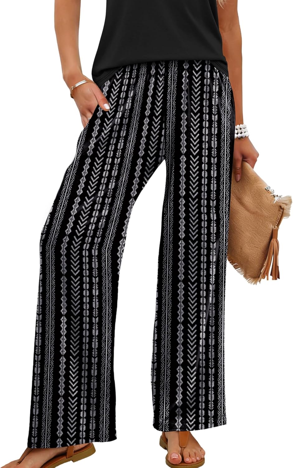 Pantaloni Palazzo pentru femei Kendi – croială largă fluidă, talie elastică, vară chic