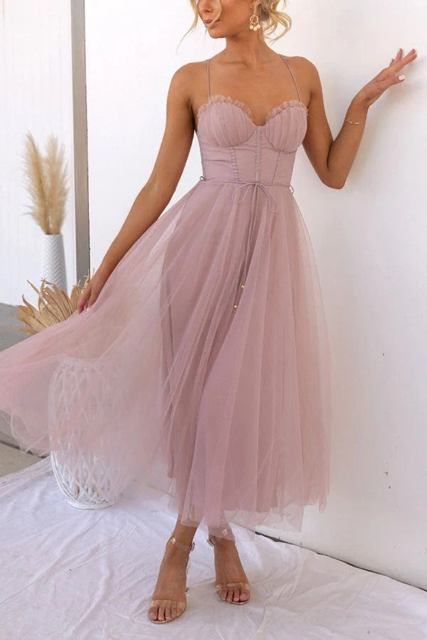 Ariana haljina maksi za žene – elegantna duga ljetna haljina bez rukava s okruglim izrezom