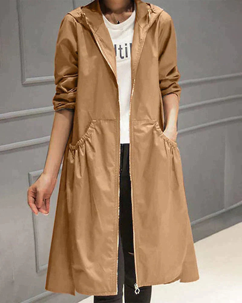 Millie Manteau de Pluie Long pour Femme – Veste Imperméable Élégante au Design Léger et Respirant