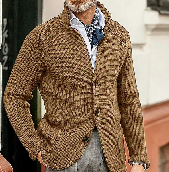 Edward Blazer Férfi Vintage – Elegáns Álló Gallér, Hosszú Ujjú & Időtlen Stílus