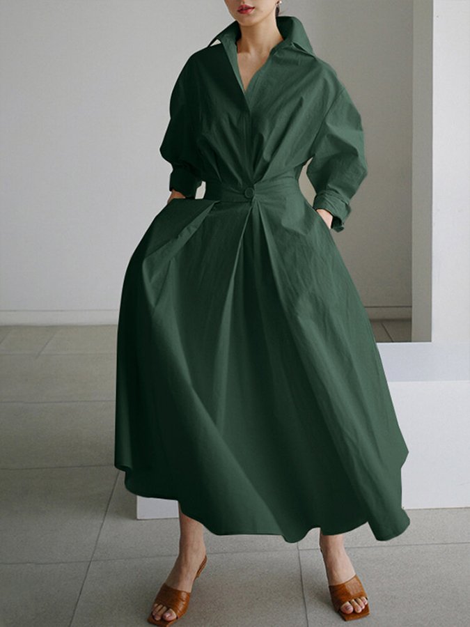 Robe Midi Femme Shane – Style Vintage avec Taille Cintrée & Jupe Évasée Légère