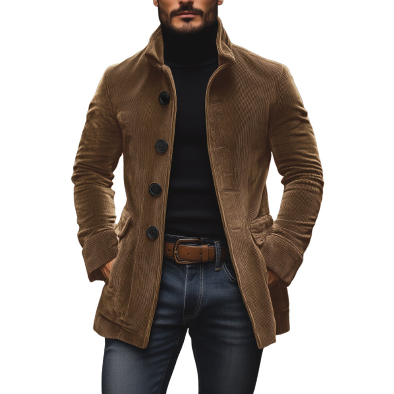 Emerson Manteau Homme Velours Côtelé – Coupe Slim avec Col Montant & Poches Latérales Élégantes