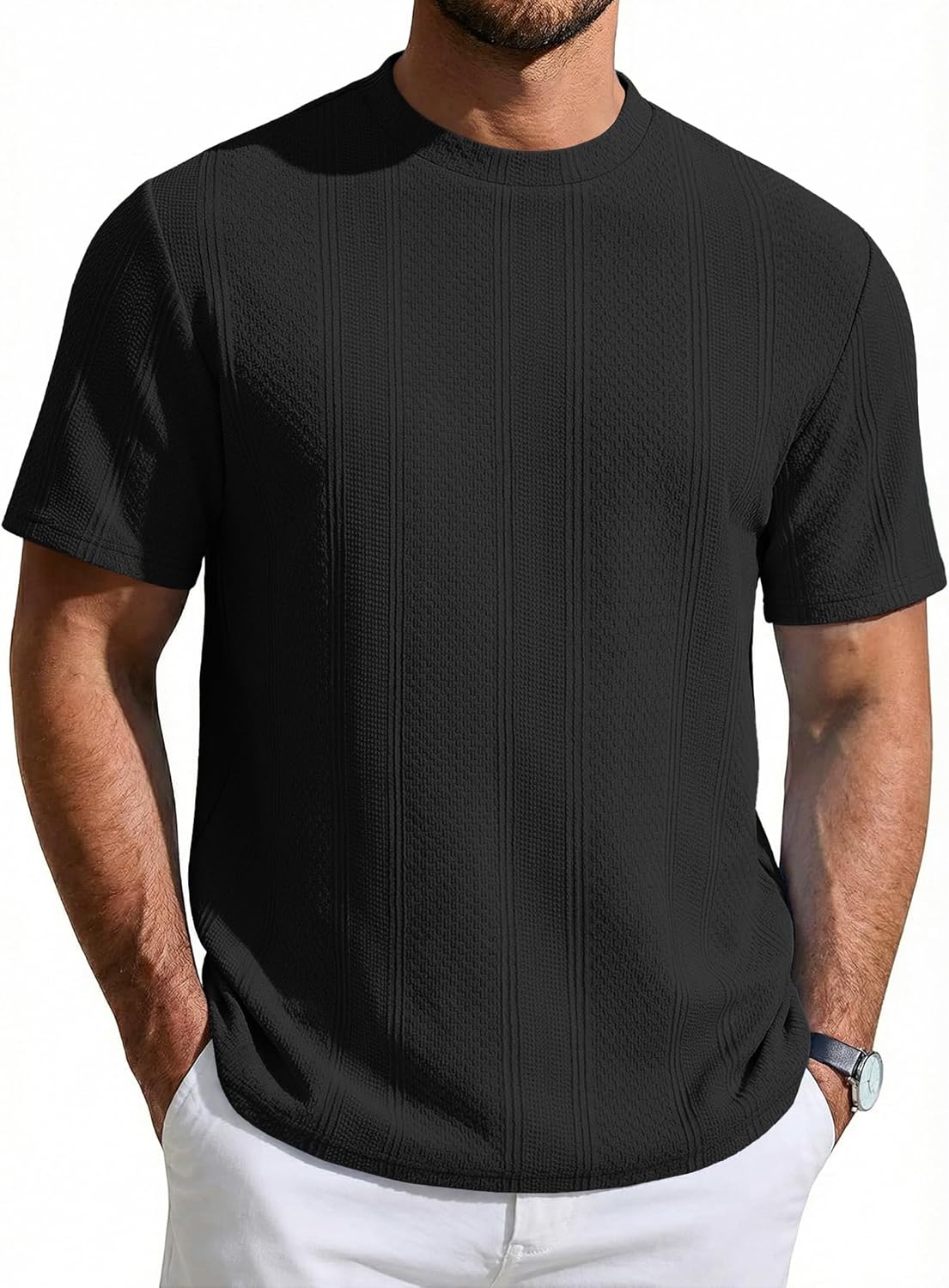Tricou Wilbert pentru bărbați – Tricou din plasă texturată, ușor și cu stil casual chic