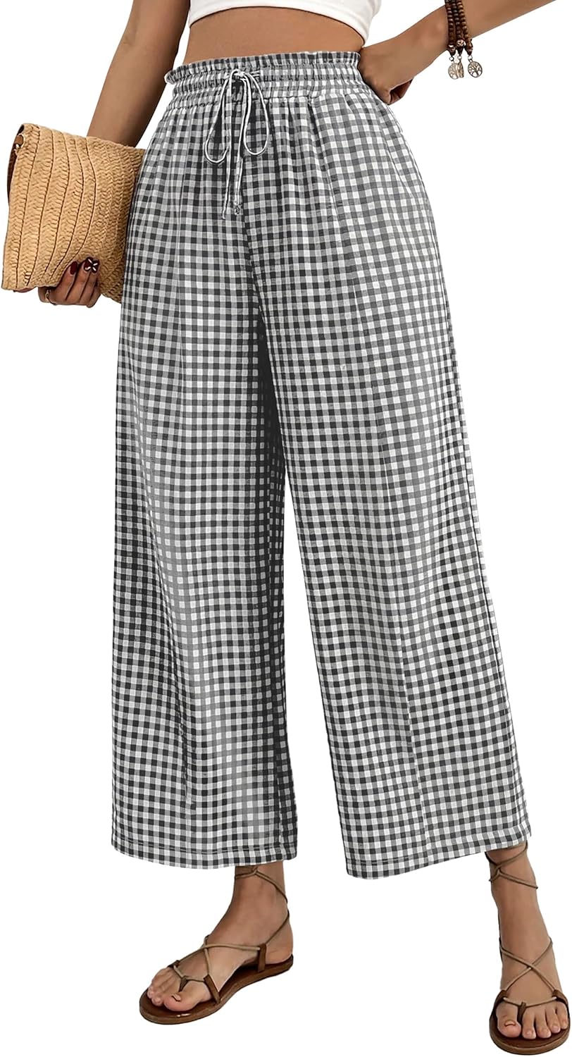 Mindi Pantalon damă Palazzo – croială largă fluidă, talie elastică cu șnur casual chic