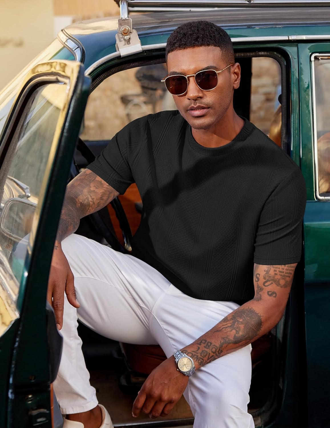 Tricou Wilbert pentru bărbați – Tricou din plasă texturată, ușor și cu stil casual chic
