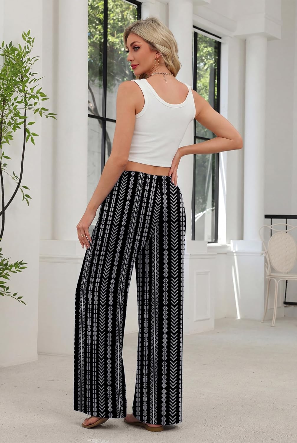 Pantaloni Palazzo pentru femei Kendi – croială largă fluidă, talie elastică, vară chic