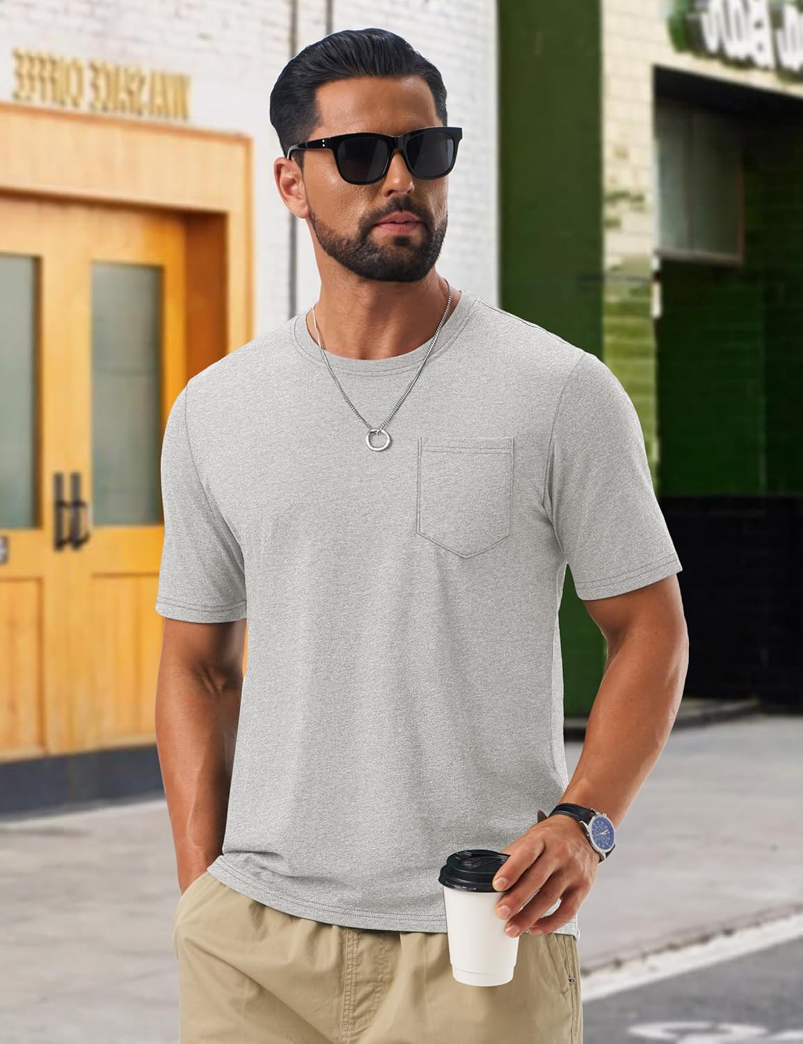 Leonardo T-Shirt Herren – Weiches Baumwoll-T-Shirt mit Tasche, Atmungsaktiv & Lässig für den Sommer