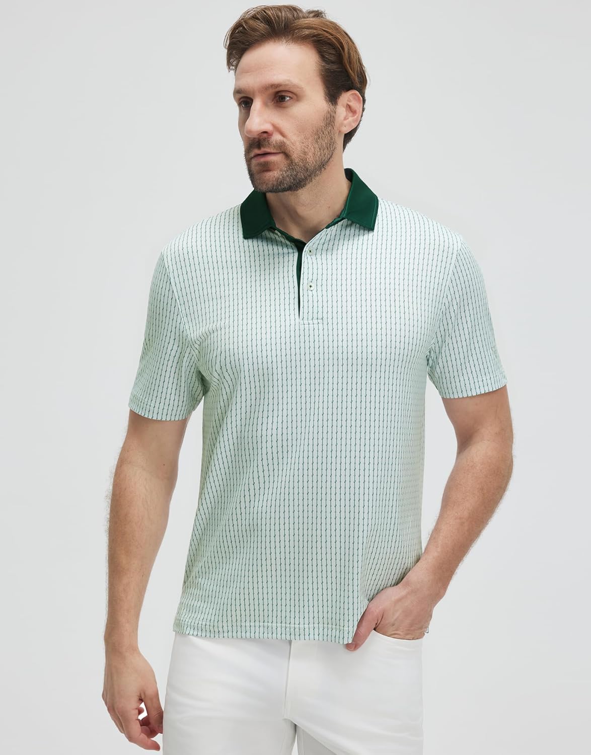 Victor Polo Homme – чоловіча гольф-поло з принтом, дихаюча, UPF30+ та швидковисихаюча