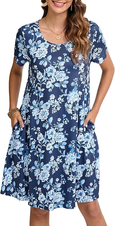 Tinker Women's T-Shirt Dress – Loose Fit, Crew Neck & Comfortable Pockets Summer
