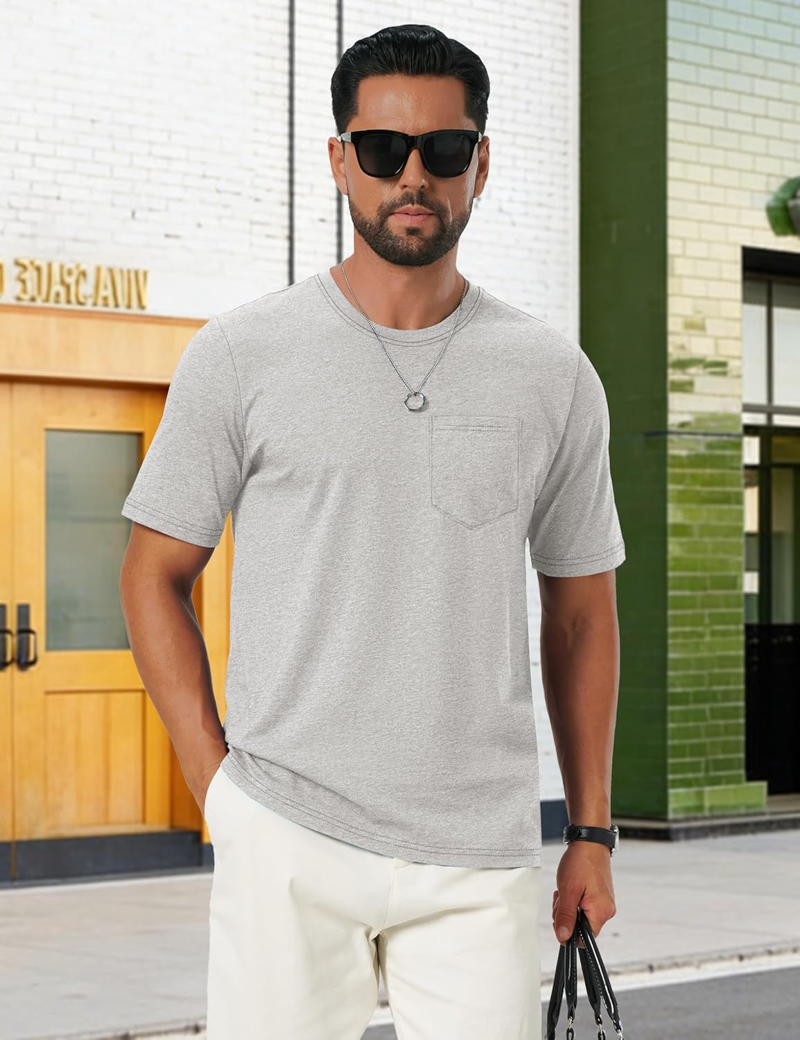 Leonardo T-Shirt Herren – Weiches Baumwoll-T-Shirt mit Tasche, Atmungsaktiv & Lässig für den Sommer