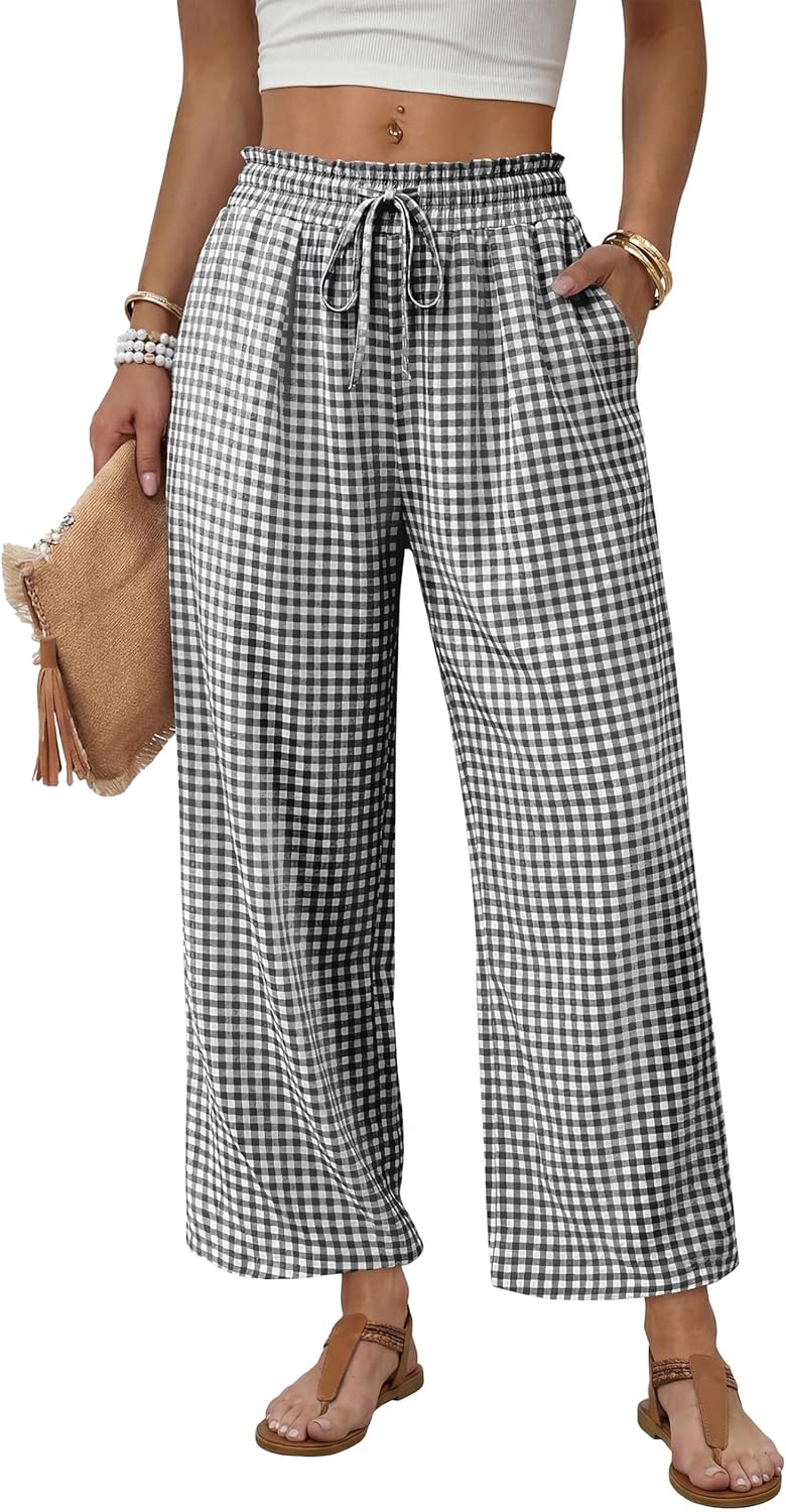 Mindi Pantalon damă Palazzo – croială largă fluidă, talie elastică cu șnur casual chic