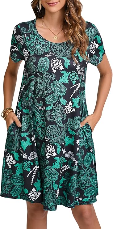 Tinker Women's T-Shirt Dress – Loose Fit, Crew Neck & Comfortable Pockets Summer