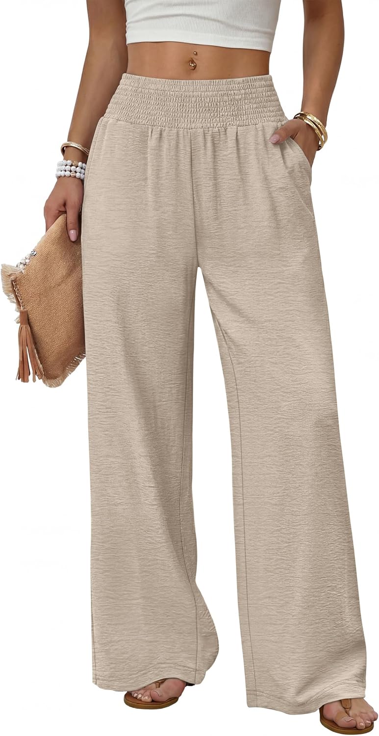 Berta Pantalon Damă – Pantalon Larg Talie Înaltă Fluid și Buzunare