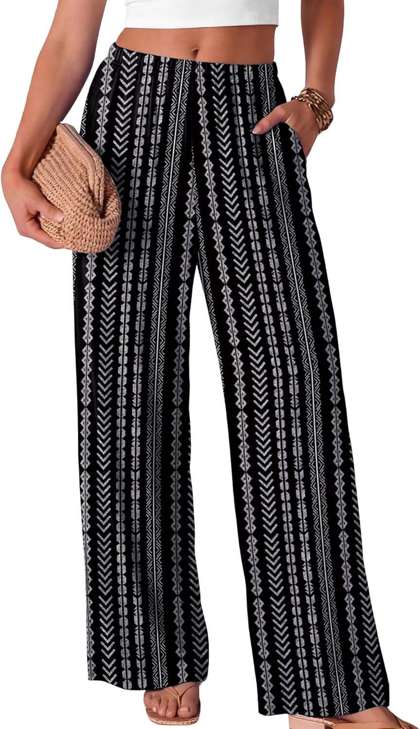 Pantaloni Palazzo pentru femei Kendi – croială largă fluidă, talie elastică, vară chic