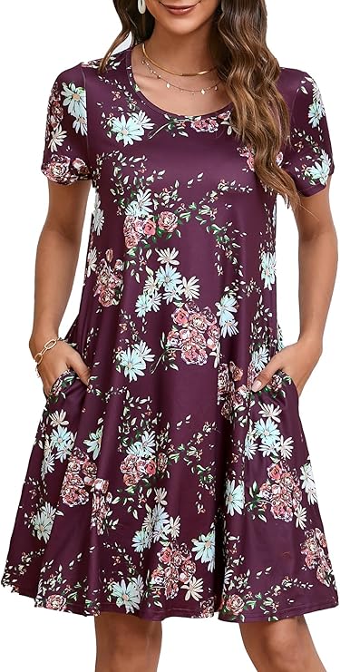 Tinker Women's T-Shirt Dress – Loose Fit, Crew Neck & Comfortable Pockets Summer