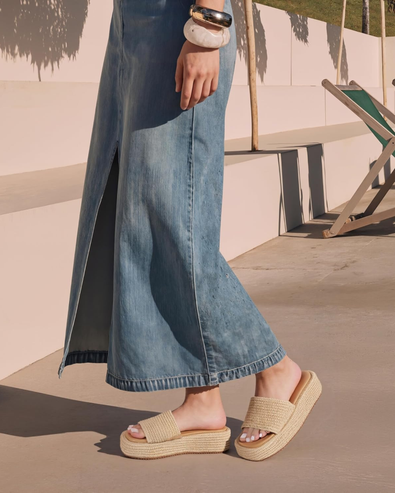 Tessa Sandales Femme – Espadrilles Compensées Plateforme Slip-On Style Bohème Été