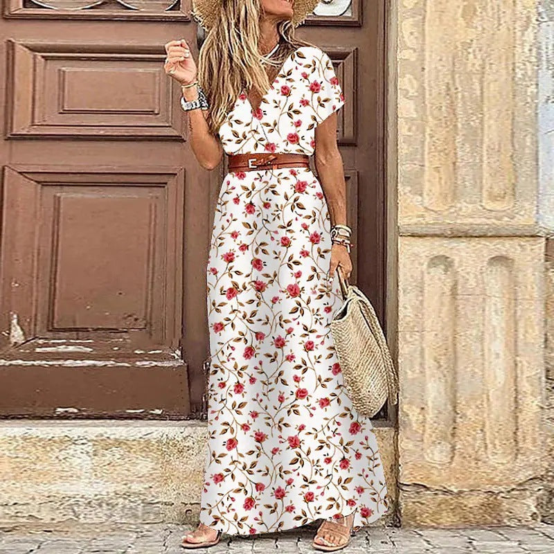 Susan Robe Fleurie Femme – Elegant kjole med V-hals i polyester med komfortabel pasform og smart stil
