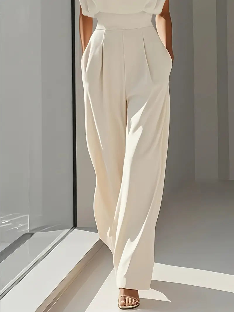 Mira Damespak – Elegante Jumpsuit met Hoge Taille, Rechte Broekspijpen & Lichtgewicht Stof