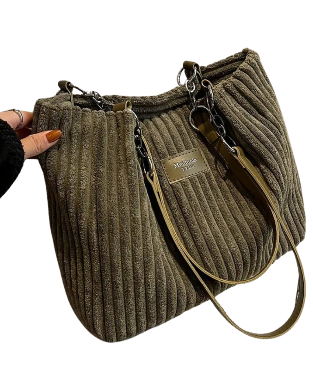 Amanda Sac Shopper Femme – Sac en Velours Côtelé Élégant avec Grand Espace & Bandoulière Réglable