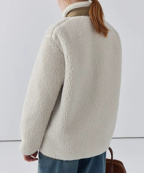 Lily Teddy Damesjas – Warme Jas met Hoge Kraag, Ritssluitingen en Losse Pasvorm