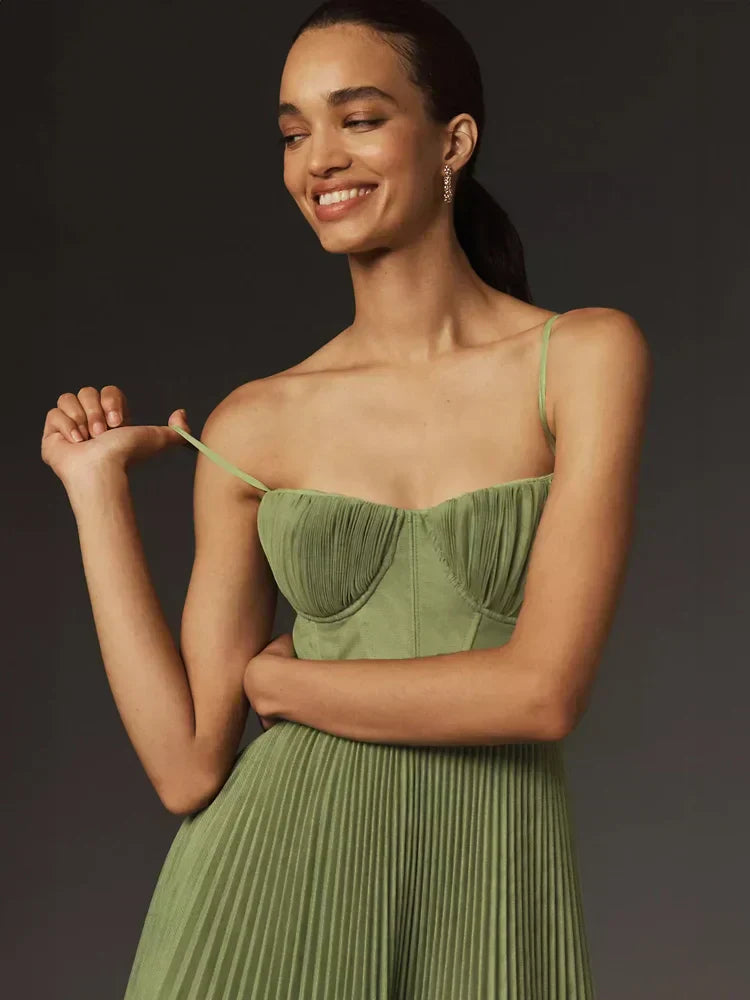 Juliana Robe Midi Femme – Elegantes Kleid aus Tüll mit plissiertem Korsett & ausgestelltem Rock in A-Linie