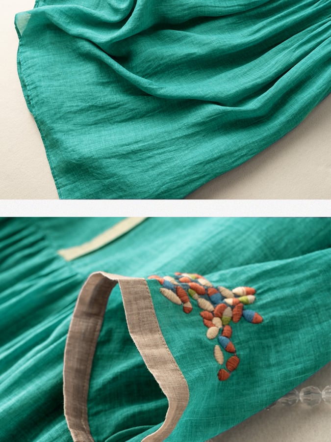 Vestido Zara Mulher – Vestido Bordado em Algodão e Linho com Desenho Étnico e Corte Confortável