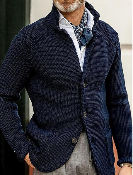 Edward Blazer Férfi Vintage – Elegáns Álló Gallér, Hosszú Ujjú & Időtlen Stílus